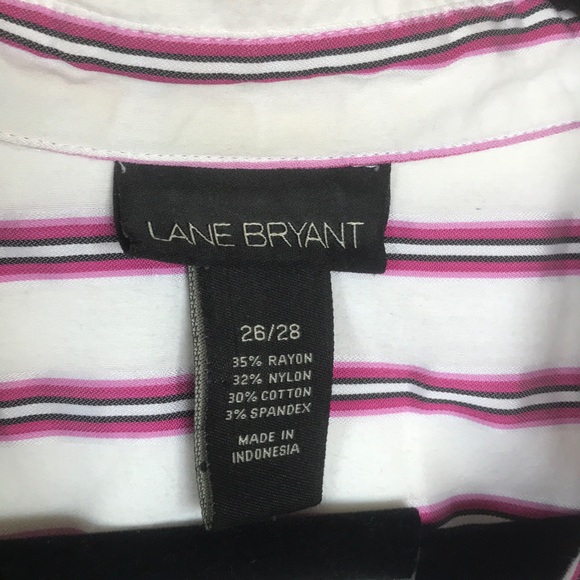 Lane Bryant White w/ Black/Pink Stripes Top 26/28 - Picture 4 of 6
